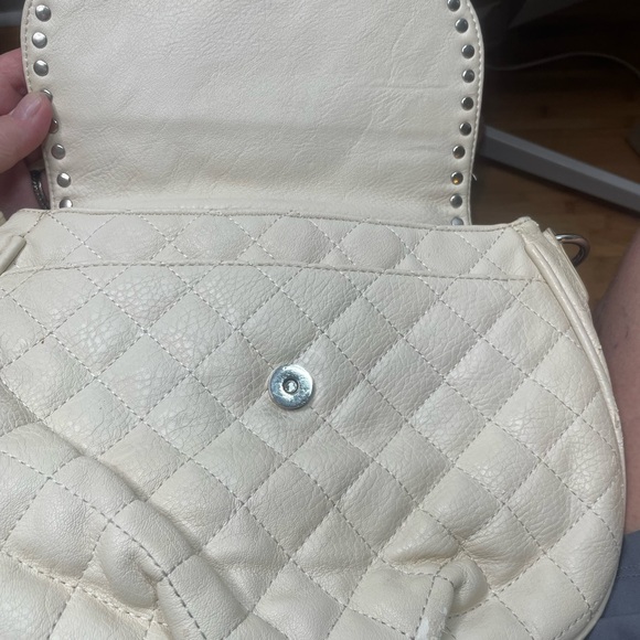 Silverake Cream Leather Quilted & Rhinestone Embossed Purse - Picture 13 of 16
